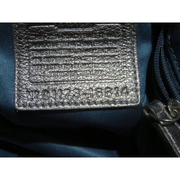 COACH 2011 Kristin Metallic Pewter Leather Front Flap Satchel Hobo Handbag 16814 - Picture 8 of 14